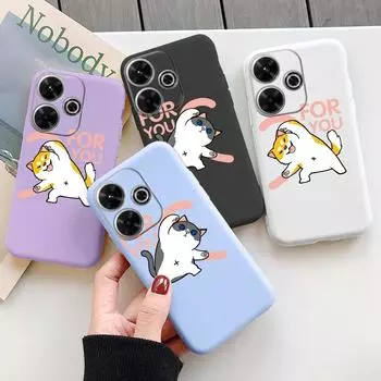 Мягкий силиконовый чехол с изображением мультяшного кота для Samsung A55 M35 S24 Redmi Note 13 Pro 13C 14 Xiaomi Poco C65 iPhone Huawei Honor 200 Realme Camera Противоударный чехол Samsung Galaxy S9 Plus фиолетовый