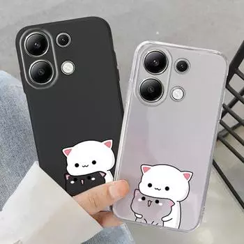 Мягкий силиконовый чехол с изображением мультяшного кота для Samsung A55 A35 M35 S24 Xiaomi Redmi Note 13 Pro 13C 14 Poco C65 iPhone Huawei Honor 200 Realme 9 противоударный чехол Samsung Galaxy S9 Plus