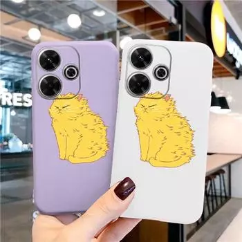 Мягкий силиконовый чехол с изображением мультяшного кота для Samsung A55 A35 M35 S24 Xiaomi Redmi Note 13 Pro 13C 14T Poco C65 iPhone Huawei Honor 200 Realme противоударный чехол Samsung Galaxy S9 Plus фиолетовый