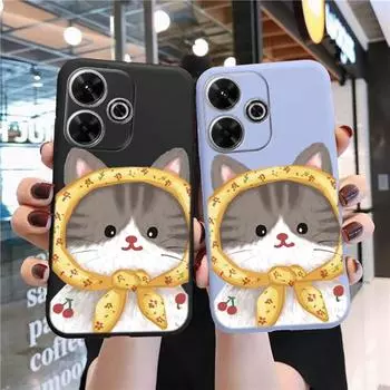 Мягкий силиконовый чехол с изображением мультяшного кота для Xiaomi Redmi Note 13 Pro 13C 14T Poco C65 Samsung A55 M35 S24 Plus Huawei Honor 200 iPhone Realme Противоударный чехол Samsung Galaxy S9 Plus фиолетовый
