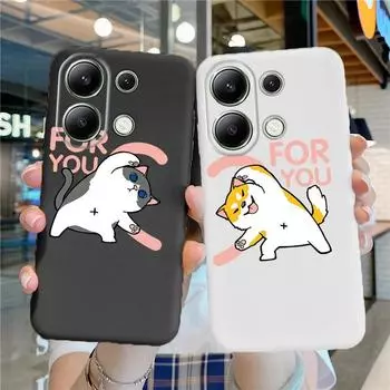 Мягкий силиконовый чехол с изображением пары сердец и кошек для Xiaomi Redmi Note 13 Pro 14C Samsung A55 S24 FE iPhone 15 Huawei Honor Realme, противоударный чехол для телефона Samsung Galaxy S9 Plus чёрный