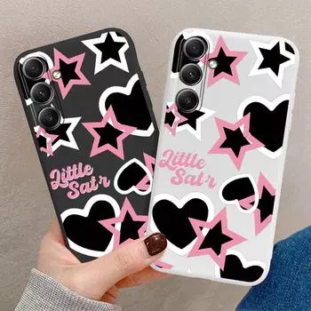 Мягкий силиконовый чехол с изображением пары сердец и звезд для Samsung Galaxy A55 A35 A34 A54 A15 A32 S23 S24 FE S25 Plus M35 M34, противоударный чехол-бампер с защитой от царапин Samsung Galaxy S9 Plus чёрный