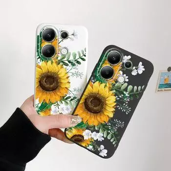 Мягкий силиконовый чехол с изображением подсолнухов для Xiaomi Redmi Note 13 Pro 13C Samsung A55 A35 M35 S24 iPhone Huawei Honor 200 90 70 X7 Realme 9 Pro+ противоударный чехол Samsung Galaxy S9 Plus