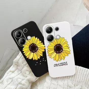 Мягкий силиконовый чехол с изображением подсолнухов для Xiaomi Redmi Note 13 Pro 13C Samsung A55 A35 M35 S24 iPhone Huawei Honor 200 90 70 X7 Realme 9 Pro+ противоударный чехол Samsung Galaxy S9 Plus