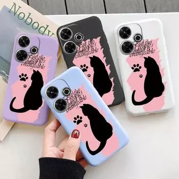 Мягкий силиконовый чехол с изображением розового кота для Samsung A55 M35 S24 Xiaomi Redmi Note 13 Pro 13C 14 Poco C65 iPhone 15 Huawei Honor 200 Realme Camera Противоударный чехол Samsung Galaxy S9 Plus фиолетовый