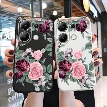 Мягкий силиконовый чехол с изображением розы для Xiaomi Redmi Note 13 Pro 14C Samsung A55 M35 S24 FE iPhone Huawei Honor Realme Camera Защитный противоударный чехол Samsung Galaxy S9 Plus