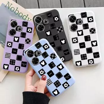Мягкий силиконовый чехол с квадратной сеткой для Samsung A55 A35 M35 S24 Xiaomi Redmi Note 13 Pro 13C 14 Poco C65 iPhone Huawei Honor Realme Camera Противоударный чехол Samsung Galaxy S9 Plus фиолетовый