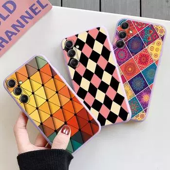 Мягкий силиконовый чехол с квадратным цветком для Xiaomi Redmi Note 13 Pro 13C 14 Samsung A35 A55 M35 S24 Huawei Honor 200 iPhone Camera Защитный противоударный чехол Samsung Galaxy S20