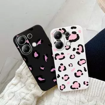 Мягкий силиконовый чехол с леопардовым узором для Xiaomi Redmi Note 13 Pro 14 Samsung A55 S24 FE iPhone 15 Huawei Honor Realme Camera Защитный противоударный чехол Samsung Galaxy S9 Plus