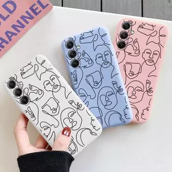 Мягкий силиконовый чехол с линейным узором для Samsung A55 M35 S24 Xiaomi Redmi Note 13 Pro iPhone Huawei Honor Realme Camera Защитный противоударный чехол Samsung Galaxy S9 Plus синий