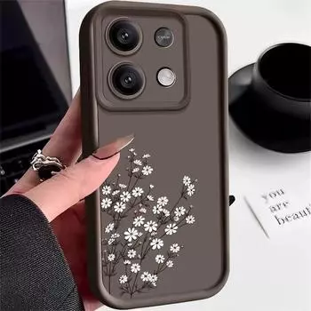 Мягкий силиконовый чехол с маленьким цветочным узором для Xiaomi 13T Poco F6 X6 Pro X5 Redmi Note 13 Pro 12 11 10, защита объектива, противоударный чехол для телефона Redmi Note 13 5G чёрный