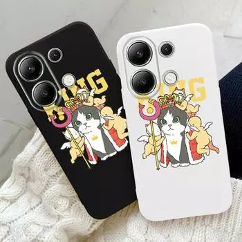 Мягкий силиконовый чехол с милым котом для Xiaomi Redmi Note 13 Pro 14C Samsung A55 S24 FE S25 M35 A06 A16 iPhone 15 Huawei Honor Realme противоударный чехол для телефона Samsung Galaxy S9 Plus чёрный