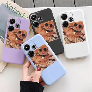 Мягкий силиконовый чехол с милым котом для Redmi Note 13 Pro 13C 14 Poco C65 Samsung A55 M35 S24 Xiaomi iPhone Huawei Honor 200 Realme 9 Camera Противоударный чехол Samsung Galaxy S9 Plus фиолетовый