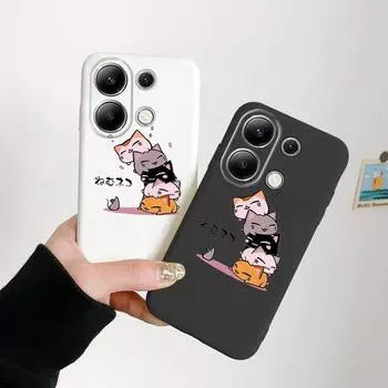 Мягкий силиконовый чехол с милым рисунком кота для Samsung A55 A35 M35 Xiaomi Redmi Note 13 Pro iPhone Huawei Honor Realme Camera Защитный противоударный чехол Samsung Galaxy S9 Plus