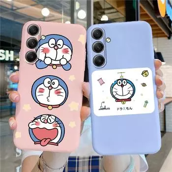 Мягкий силиконовый чехол с милым рисунком кота для Samsung A55 A35 S24 Xiaomi Redmi Note 13 14C iPhone Huawei Honor Realme Camera Защитный противоударный чехол Samsung Galaxy S9 Plus синий