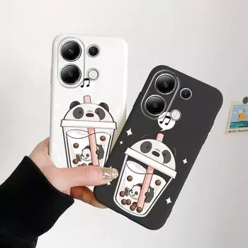 Мягкий силиконовый чехол с милым рисунком панды для Samsung A55 M35 Xiaomi Redmi Note 13 Pro 13C iPhone Huawei Honor Realme Camera Защитный противоударный чехол Samsung Galaxy S9 Plus