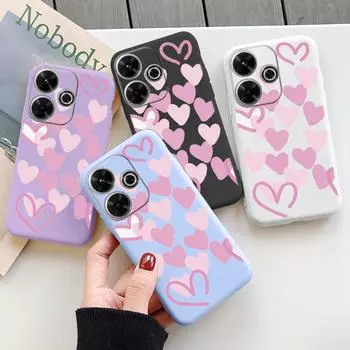 Мягкий силиконовый чехол с милым сердечком для Samsung A55 A35 M35 S24 Xiaomi Redmi Note 13 Pro 14 Poco C65 iPhone Huawei Honor 200 Realme Camera Противоударный чехол Samsung Galaxy S9 Plus фиолетовый