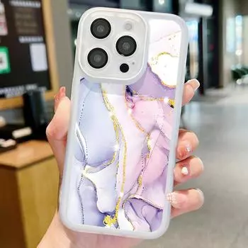 Мягкий силиконовый чехол с мраморным узором для iPhone 15 14 Pro Max Plus 13 12 11 Pro, противоударный прозрачный чехол из ТПУ для телефона For iPhone 13