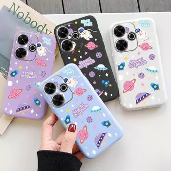 Мягкий силиконовый чехол с мультяшным астронавтом для Xiaomi Redmi Note 13 Pro 13C 14T Poco C65 Samsung A55 M35 S24 Huawei Honor 200 iPhone Realme противоударный чехол Samsung Galaxy S9 Plus фиолетовый