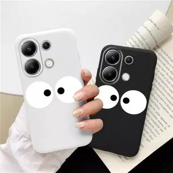 Мягкий силиконовый чехол с мультяшным смайликом для Xiaomi Redmi Note 13Pro 14C Samsung A55 S24 FE iPhone 15 Huawei Honor Realme защитный противоударный чехол для телефона Samsung Galaxy S9 Plus чёрный