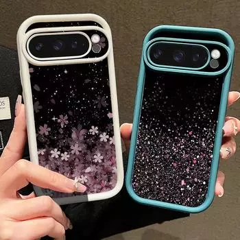 Мягкий силиконовый чехол с пайетками для телефона Google Pixel 9 8 Pro Xl 8a, противоударный матовый защитный чехол для линз от падений Google Pixel 9 чёрный