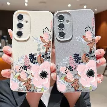 Мягкий силиконовый чехол с принтом китайской розы для Samsung S25 S24 S22 Ultra Plus S23 S21 S20 Fe A15 A16 A35 A55 A56 A26 из натуральной кожи, противоударный и устойчивый к падениям Samsung S25 чёрный