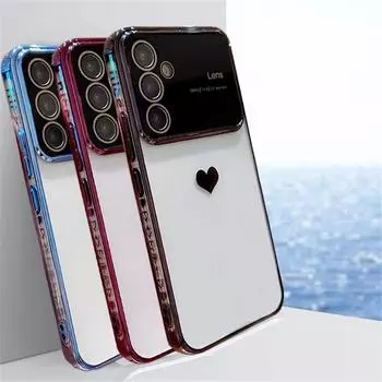Мягкий силиконовый чехол с прозрачным сердечком для Samsung Galaxy A15 A25 A14 A24 A54 A23 A53 A13 A52 S23 S24 Ultra Plus iPhone 15 14 13 12 11 Pro Max, чехол из ТПУ For iPhone 11 Pro Max чёрный