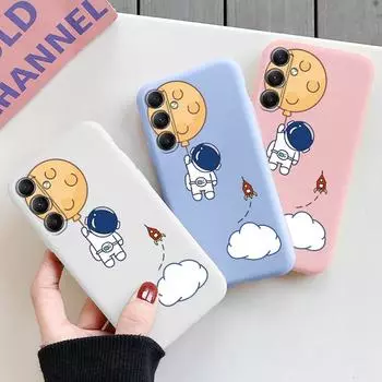 Мягкий силиконовый чехол с рисунком астронавта для Samsung M35 A55 A35 Xiaomi Redmi Note Poco C65 iPhone Huawei Honor Realme защитный противоударный чехол Samsung Galaxy S9 Plus синий