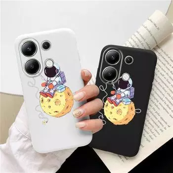 Мягкий силиконовый чехол с рисунком астронавта для Xiaomi Redmi Note 13 14T 15 Samsung A55 S24 iPhone Huawei Honor Realme Camera Защитный противоударный чехол Samsung Galaxy S9 Plus