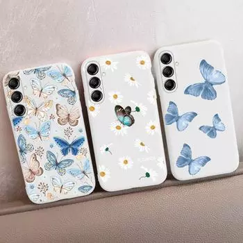 Мягкий силиконовый чехол с рисунком бабочки для Samsung A55 M35 S24 Xiaomi Redmi Note 13 Pro iPhone Huawei Honor Realme Camera Защитный противоударный чехол Samsung Galaxy S9 Plus