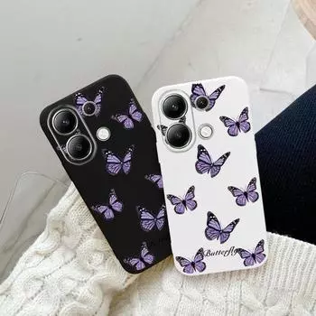 Мягкий силиконовый чехол с рисунком бабочки для Samsung A55 A35 M35 Xiaomi Redmi Note 13 Pro iPhone Huawei Honor Realme Camera Защитный противоударный чехол Samsung Galaxy S9 Plus