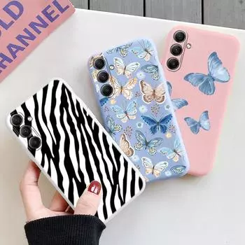 Мягкий силиконовый чехол с рисунком бабочки для Samsung A55 A35 Xiaomi Redmi Note 13 Pro 13C iPhone Huawei Honor Realme Camera Защитный противоударный чехол Samsung Galaxy S9 Plus синий