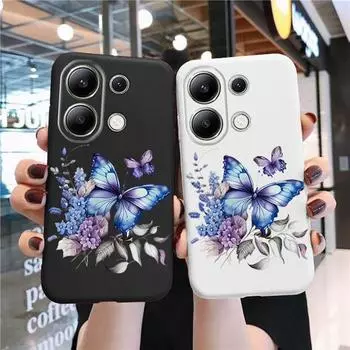Мягкий силиконовый чехол с рисунком бабочки для Xiaomi Redmi Note 13 Pro 14 Samsung A55 S24 S25 iPhone Huawei Honor Realme Camera Защитный противоударный чехол Samsung Galaxy S9 Plus