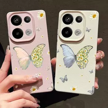 Мягкий силиконовый чехол с рисунком бабочки для Xiaomi 13t Poco X6 M6 Pro Redmi Note 14 13 12 11 10 Pro, противоударный кожаный текстурный однотонный чехол Xiaomi 13T/13T Pro чёрный