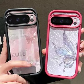 Мягкий силиконовый чехол с рисунком бабочки для Google Pixel 9 8 Pro Xl 8a, противоударный матовый защитный чехол для линз от падения Google Pixel 9 чёрный