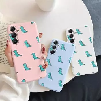 Мягкий силиконовый чехол с рисунком динозавра для Samsung M35 Xiaomi Redmi Note Poco C65 iPhone Huawei Honor Realme Camera Защитный противоударный чехол Samsung Galaxy S9 Plus синий