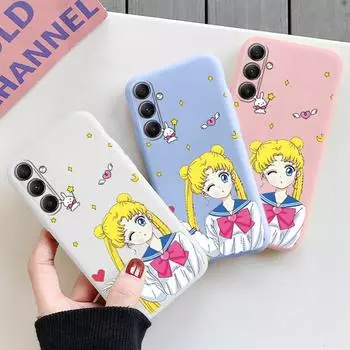 Мягкий силиконовый чехол с рисунком для девочек для Xiaomi Redmi Note 13 Pro 13C Samsung A55 M35 S24 iPhone Huawei Honor Realme Camera Защитный противоударный чехол Samsung Galaxy S9 Plus белый