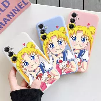 Мягкий силиконовый чехол с рисунком для девочек для Xiaomi Redmi Note 13 Pro 13C Samsung A55 M35 S24 iPhone Huawei Honor Realme Camera Защитный противоударный чехол Samsung Galaxy S9 Plus синий