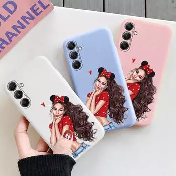 Мягкий силиконовый чехол с рисунком для девочек для Samsung A55 M35 S24 Xiaomi Redmi Note 13 Pro 13C iPhone Huawei Honor Realme Camera Защитный противоударный чехол Samsung Galaxy S9 Plus синий