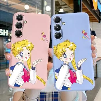 Мягкий силиконовый чехол с рисунком для девочек для Samsung A55 M35 S24 Xiaomi Redmi Note 13 Pro 13C iPhone Huawei Honor Realme Camera Защитный противоударный чехол Samsung Galaxy S9 Plus синий