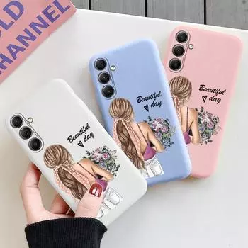 Мягкий силиконовый чехол с рисунком для девочек для Samsung A55 M35 S24 Xiaomi Redmi Note 13 Pro 13C iPhone Huawei Honor Realme Camera Защитный противоударный чехол Samsung Galaxy S9 Plus синий