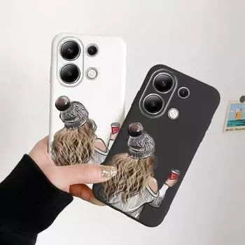 Мягкий силиконовый чехол с рисунком для девочек для Xiaomi Redmi Note 13 Pro 14 Samsung A55 S24 FE iPhone 15 Huawei Honor Realme Camera Защитный противоударный чехол Samsung Galaxy S9 Plus