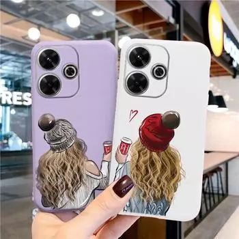 Мягкий силиконовый чехол с рисунком для девочек для iPhone Xiaomi Redmi Note 13 14C 15 Samsung A55 A35 M35 S24 FE S25 Huawei Honor Camera Защитный противоударный чехол Samsung Galaxy S9 Plus фиолетовый