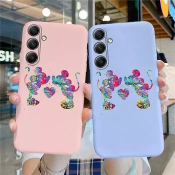 Мягкий силиконовый чехол с рисунком из мультфильма для Samsung A55 M35 S24 Xiaomi Redmi Note 13 Pro iPhone Huawei Honor Realme Camera Защитный противоударный чехол Samsung Galaxy S9 Plus синий