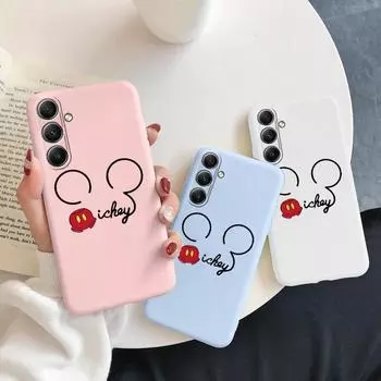 Мягкий силиконовый чехол с рисунком из мультфильма для Samsung A55 M35 S24 Xiaomi Redmi Note 13 Pro iPhone Huawei Honor Realme Camera Защитный противоударный чехол Samsung Galaxy S9 Plus синий