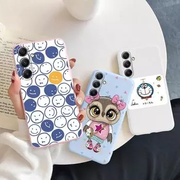 Мягкий силиконовый чехол с рисунком из мультфильма для Samsung A55 A35 S24 Xiaomi Redmi Note 13 14C iPhone Huawei Honor Realme Camera Защитный противоударный чехол Samsung Galaxy S9 Plus синий