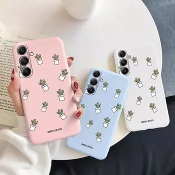Мягкий силиконовый чехол с рисунком кактуса для Samsung M35 A55 S24 Xiaomi Redmi Note 13 Poco C65 iPhone 15 Huawei Honor Realme защитный противоударный чехол Samsung Galaxy S9 Plus синий