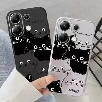 Мягкий силиконовый чехол с рисунком кошки для Xiaomi Redmi Note 13 Pro 14C Samsung A55 S24 FE S25 iPhone Huawei Honor Realme Camera Защитный противоударный чехол Samsung Galaxy S9 Plus