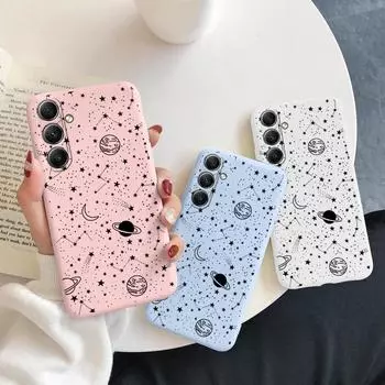 Мягкий силиконовый чехол с рисунком космических звезд для Samsung M35 A55 Xiaomi Redmi Note Poco C65 iPhone Huawei Honor Realme Camera Защитный противоударный чехол Samsung Galaxy S9 Plus синий