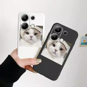 Мягкий силиконовый чехол с рисунком кота для Samsung A55 A35 M35 S24 Xiaomi Redmi Note 13 Pro 13C iPhone Huawei Honor Realme Camera Защитный противоударный чехол Samsung Galaxy S9 Plus